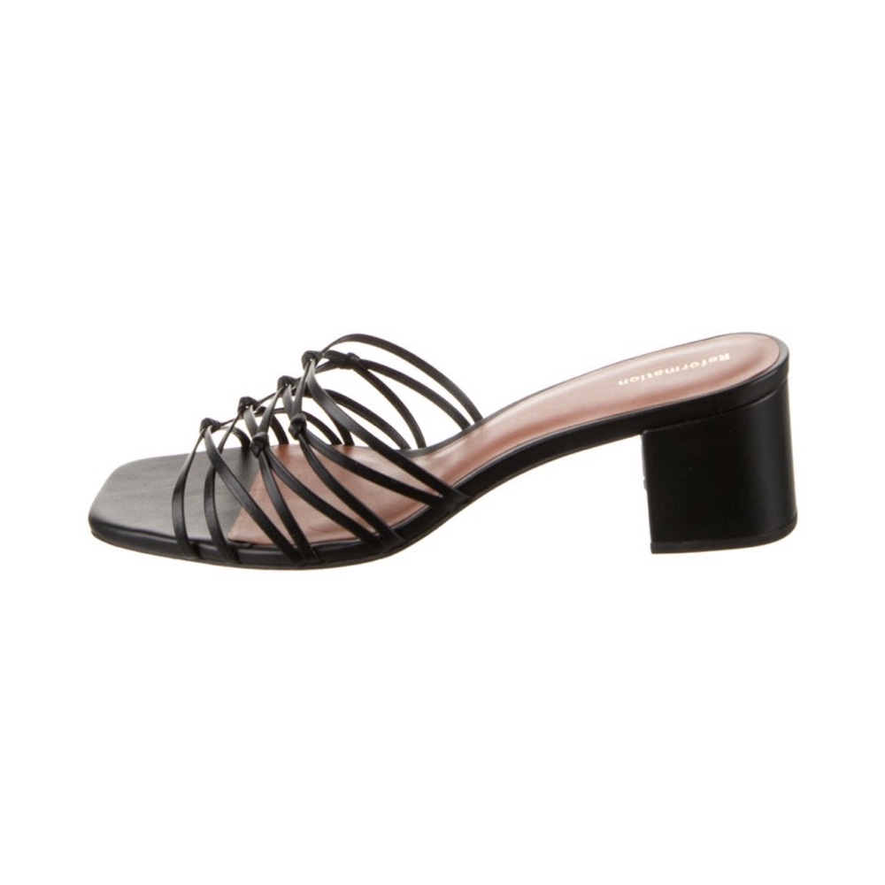 NWT Reformation Black Leather Strappy Sandals